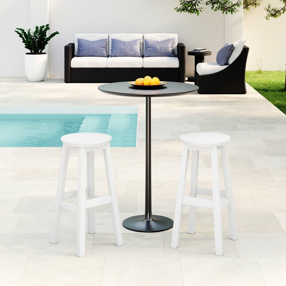Laguna Hdpe All Weather Outdoor Patio 29" Round Bar Stool (Set Of 2)