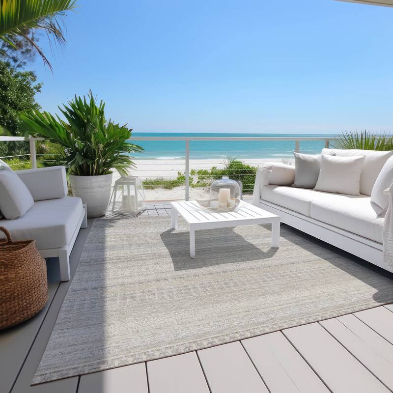 Machine Washable Indoor/ Outdoor Chantille Moroccan Stripes Rug