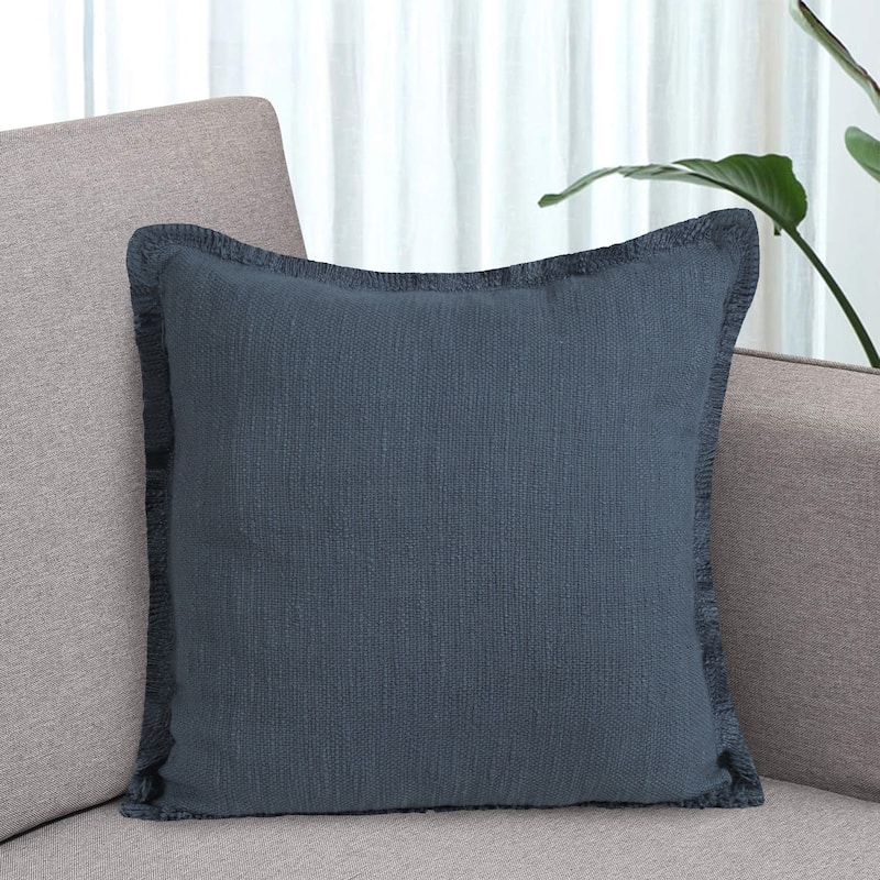 Sevita Solid Cotton Fringe Throw Pillow