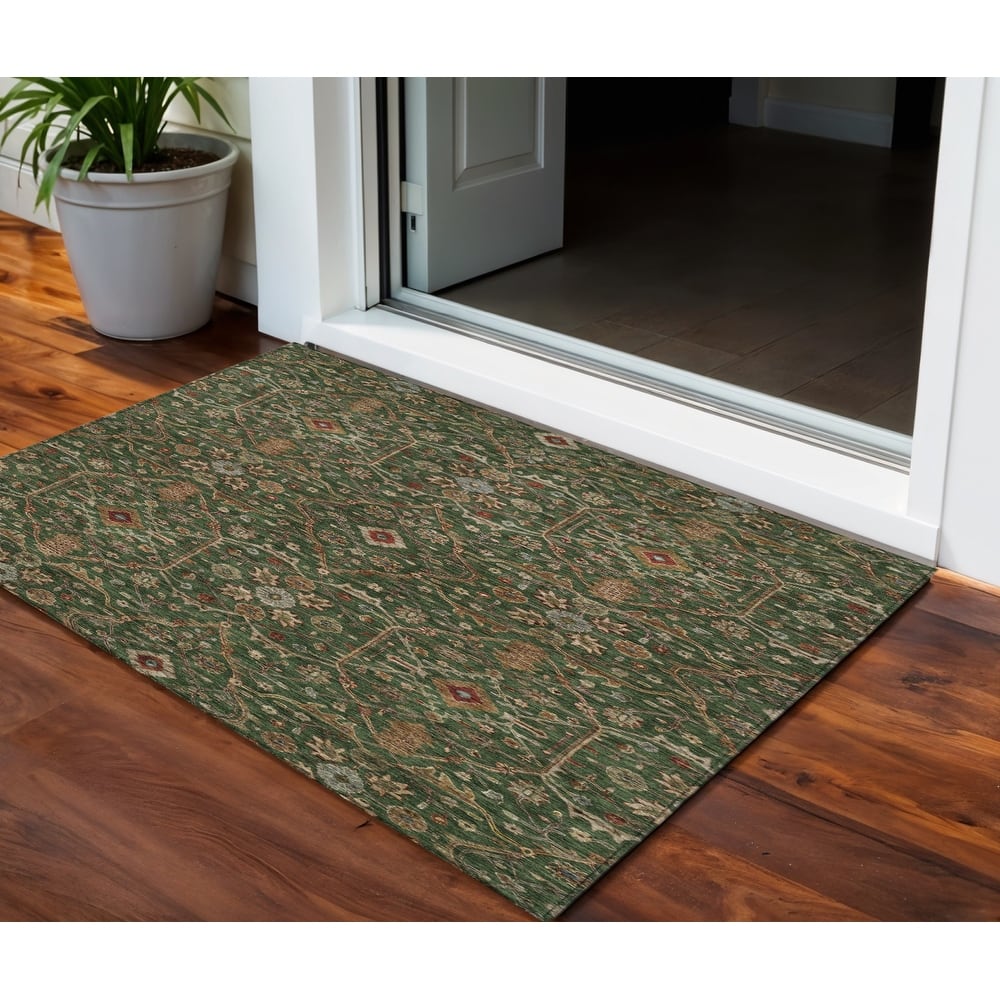 HomeRoots Floral Transitional Rectangle Outdoor Rug