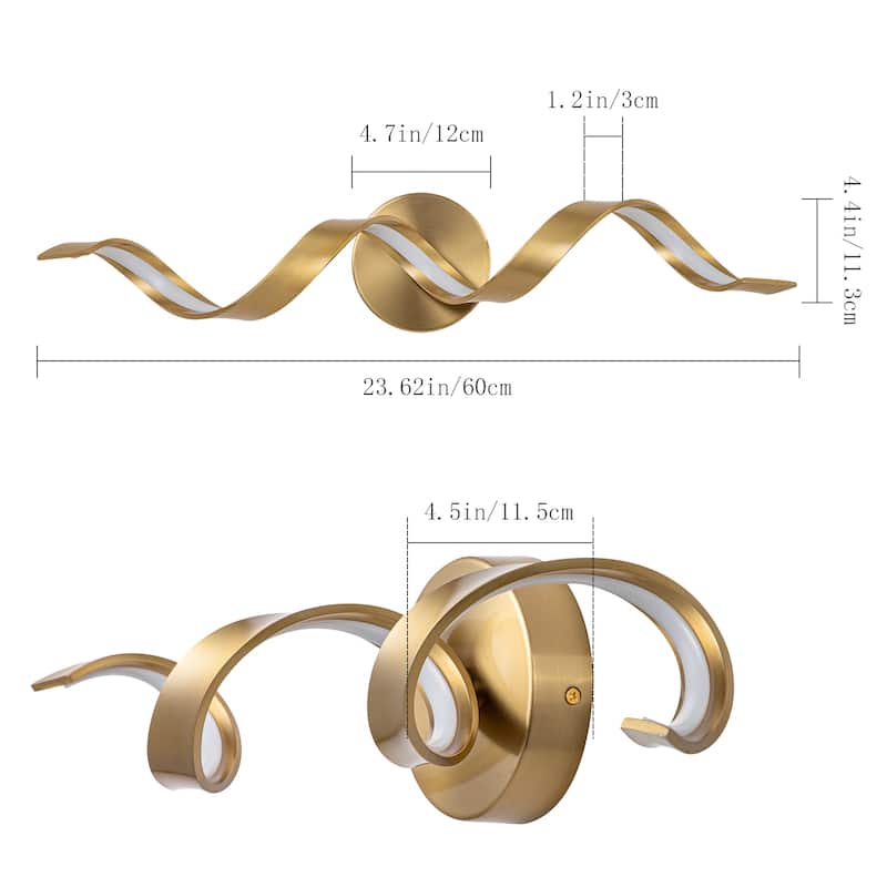 Modern Spiral Design LED Bathroom Vanity Light Dimmable Wall Light