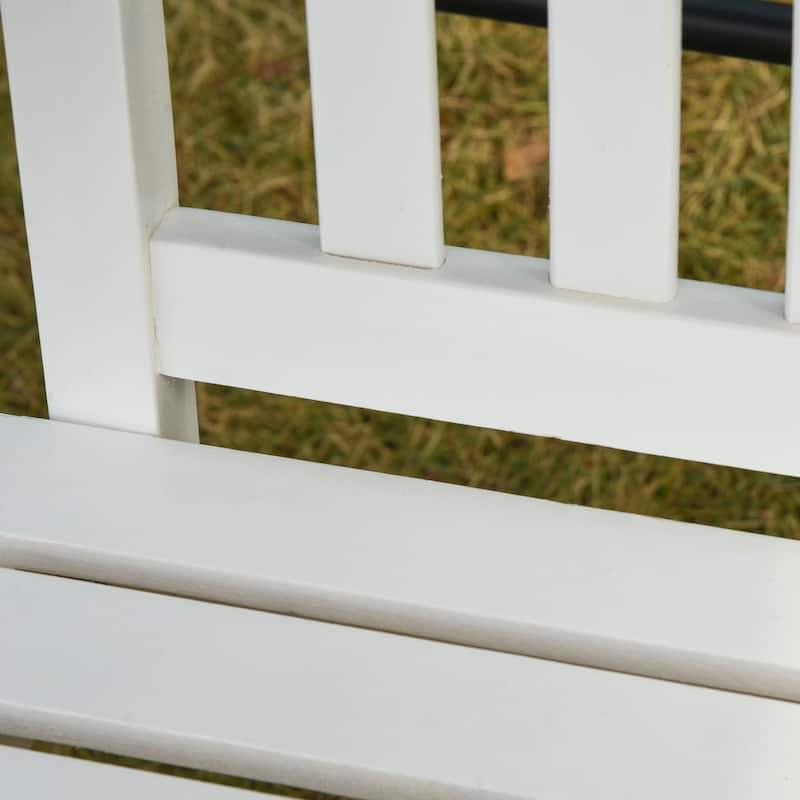 Outsunny 2-Seater Outdoor Patio Porch Swing Chair Seat with Slatted Build, Hanging Chains, Fir Wooden Design, White