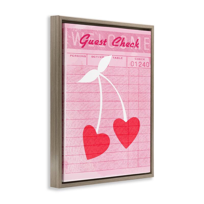 Stupell Cherries on Guest Check Framed Floater Canvas Wall Art Design By Lil' Rue