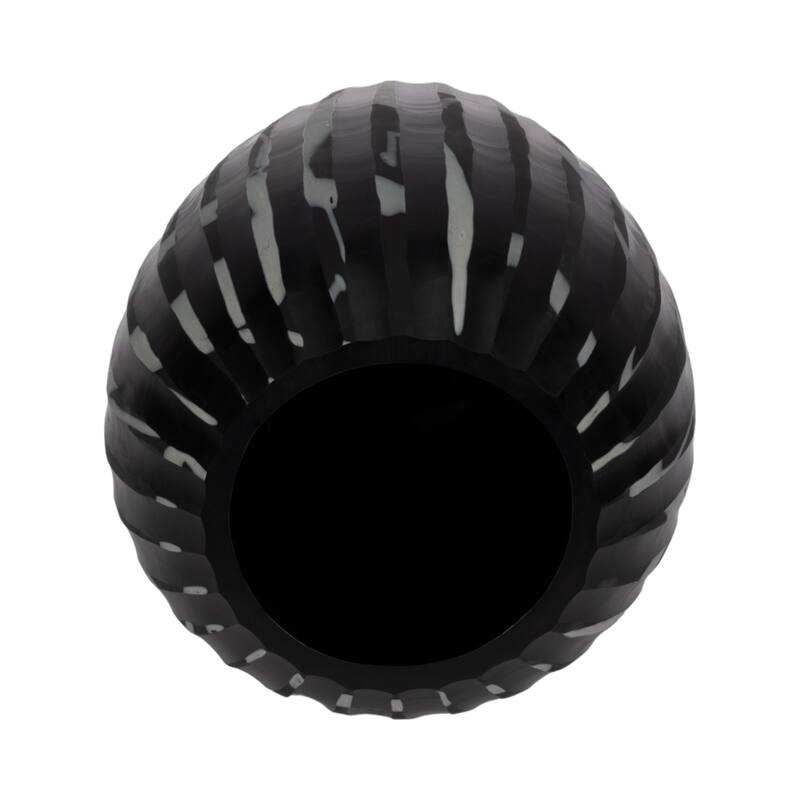 Glass Small Curved Tapered Decorative Vase - Black