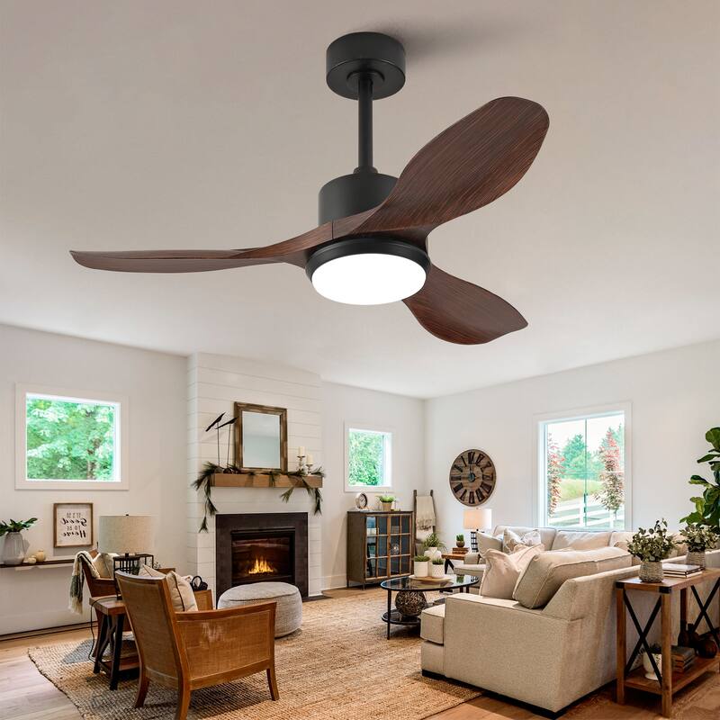 Sofucor 42/52 Inch Ceiling Fan With Light,3 ABS Blades Remote Control,Reversible DC Motor With Dimmable LED