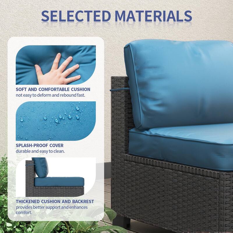 Patio Funiture Set 7 Pieces Outdoor Rattan with Detachable Soft Cushions Patio Conversation Sets