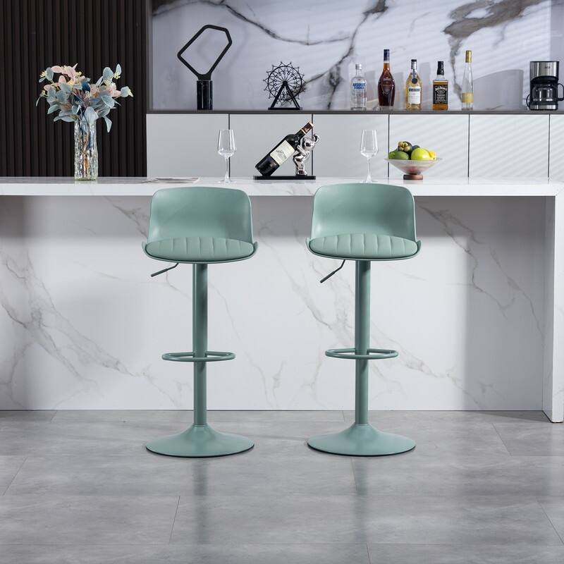 Adjustable Swivel Bar Stools Set of 2 - Modern Counter Height Kitchen Island Chairs with Back Support