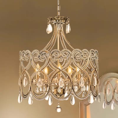 Luxury Vintage 5-Light Drum Crystal Candle Style Chandelier