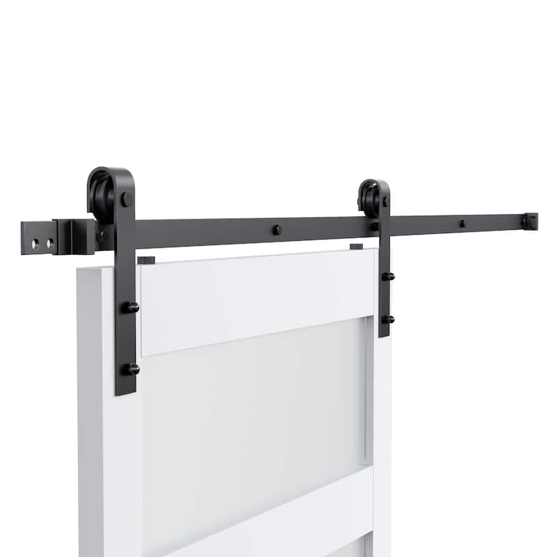 Sanding 30in./36in./42in.x 84in. 5 Frosted Glass White/Grey PVC Surface MDF Sliding Barn Door With Hardware Kit