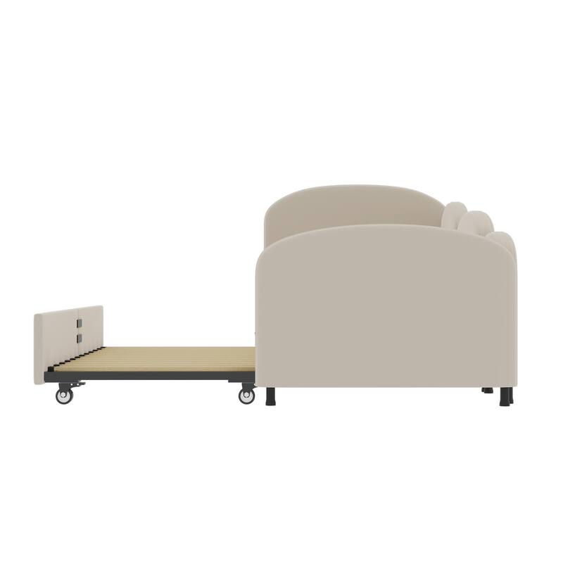 Flower-Shaped Velvet Daybed Frame with Under-Bed Storage - Twin Size Sofa Bed for Bedroom, Kids Room, Living Room, Gray