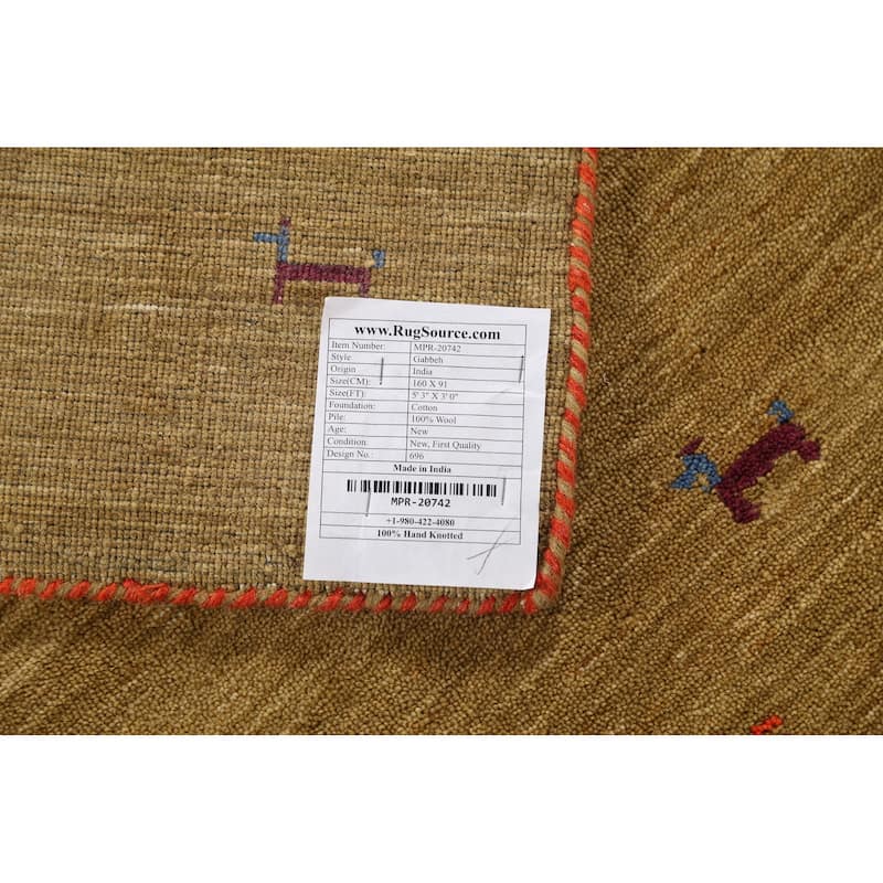 Animals Tribal Gabbeh Indian Accent Rug Handmade Modern Wool Carpet - 3'0"x 5'3"