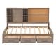 preview thumbnail 11 of 24, Twin Lounge Daybed with 3-Drawers, Cork Board, USB Ports and Storage Shelves, Antique Wood