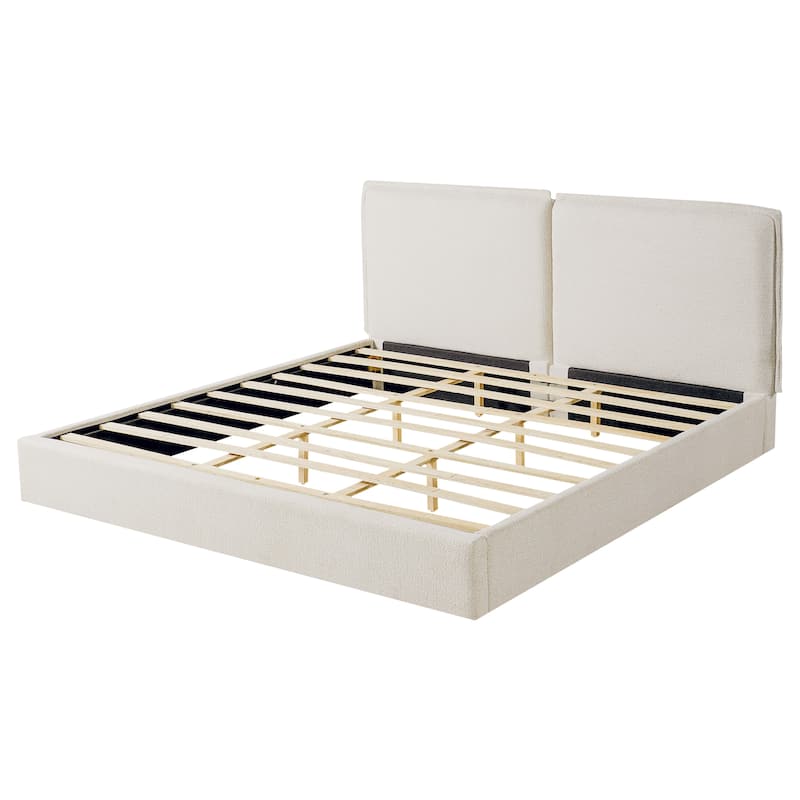 Christopher Knight Home - Modern Upholstered Bed with Double - Pillow Headboard