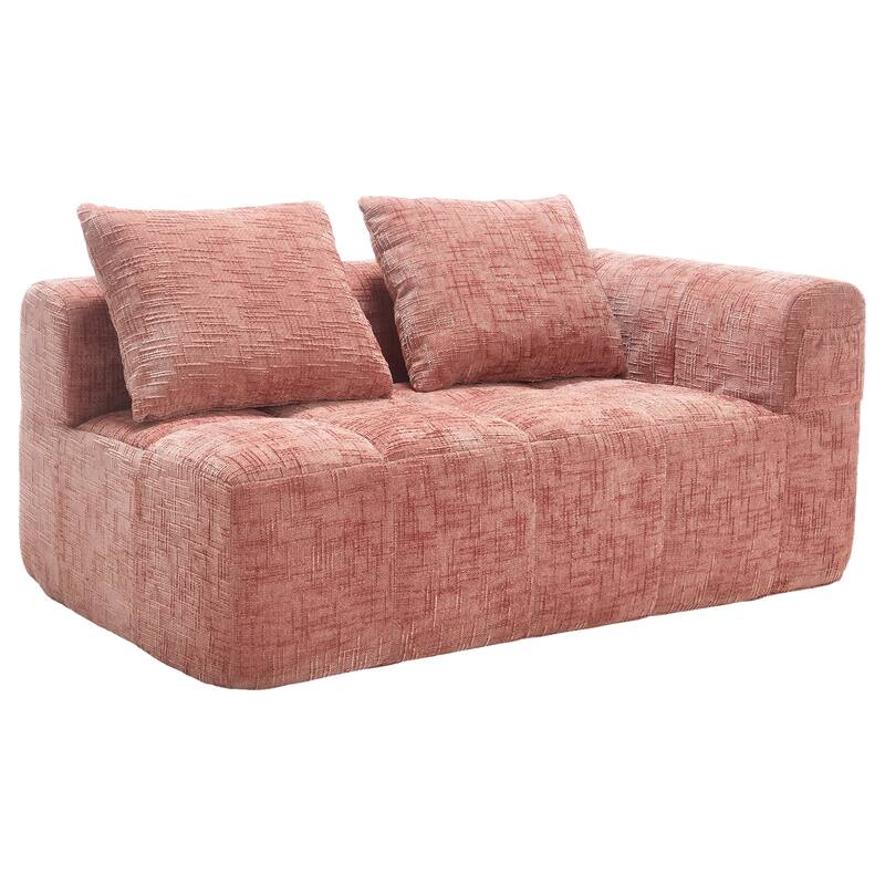 Chenille Loveseat Sofa Upholstered Deep Seat Sofa, Lounge Couch Corner Sofa Minimalist Modular Couches for Apartment