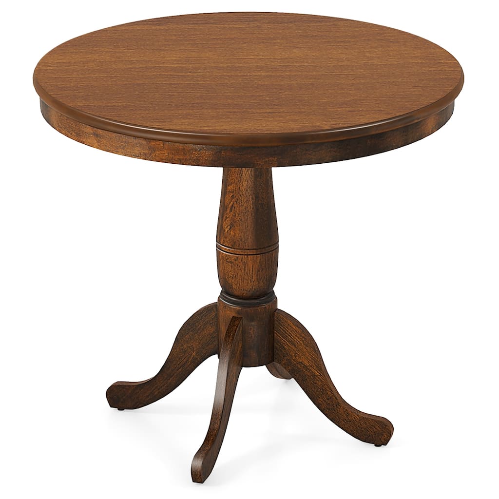 Gymax 32" Round Pedestal Dining Table Kitchen Dining Room Walnut
