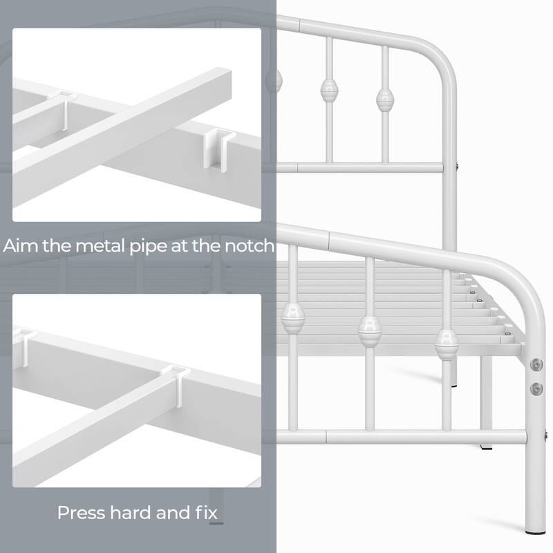 Yaheetech Bed Frame with Arched Headboard Modern Metal Bed Frame with Heavy Duty Slat Support