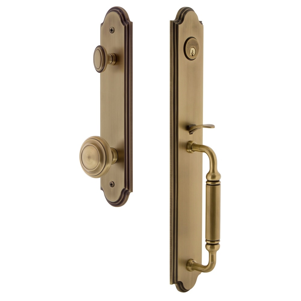 Grandeur Arc Solid Brass Rose Dummy Full Plate "C" Grip Handleset with