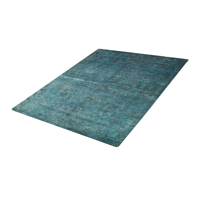 ECARPETGALLERY Hand-knotted Vibrance Turquoise Wool Rug - 6'5 x 8'0