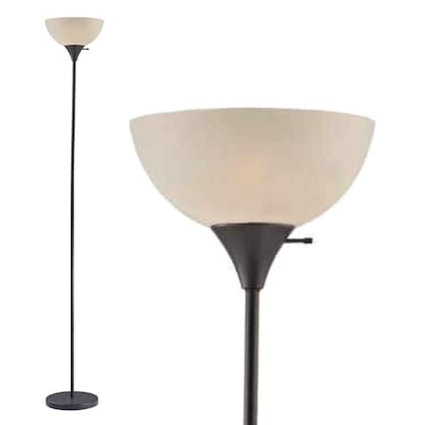 Floor Lamp with White Lamp Shade (Black)