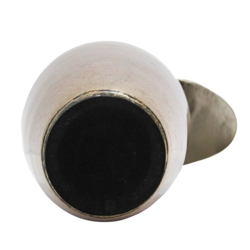 Glass Vase with Sculptural Aluminum Accent Metal Transitional Style