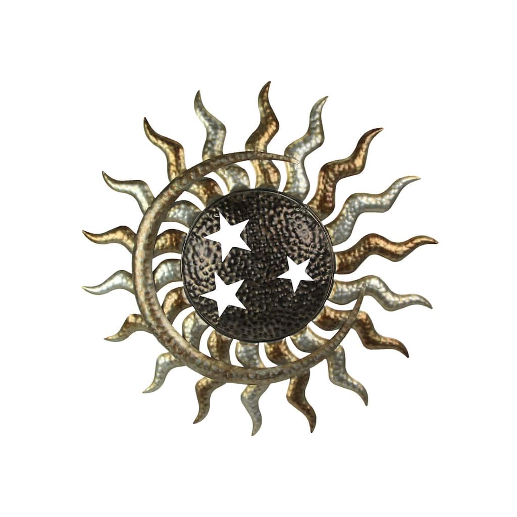 Multi-Tone Celestial Sun Moon And Stars 25 Inch Metal Wall Hanging