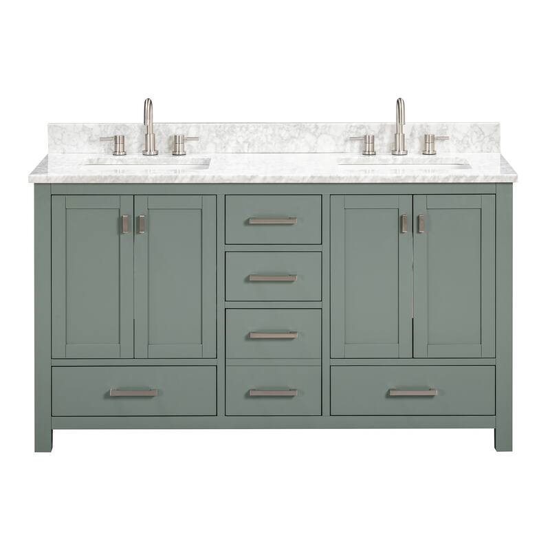 Avanity Modero 60 in. Double Sink Bathroom Vanity with Carrara Marble Top - 61"W x 22"D x 35"H