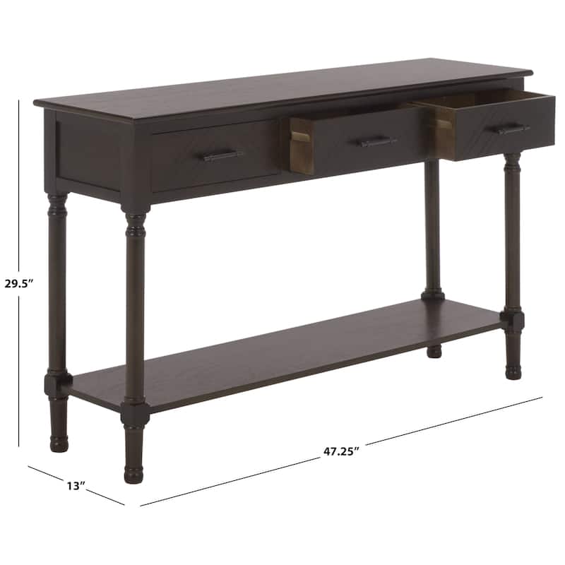 SAFAVIEH Jeanie 3-Drawer Bottom Shelf Console Table - 47.3" W x 13" L x 29.5" H - 47"W x 13"D x 30"H