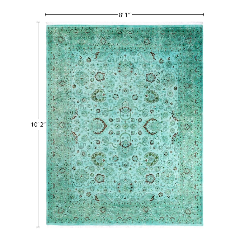 Overdyed, One-of-a-Kind Hand-Knotted Area Rug - Blue - 8' 1" x 10' 2"