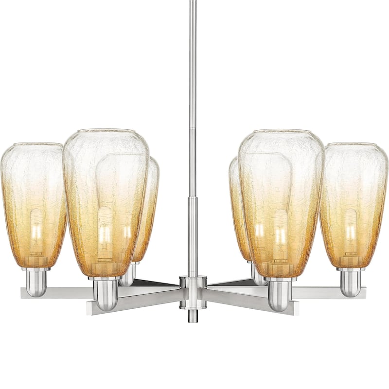 Innovations Lighting 716-6CR-14-24 Brookhaven Almond Chandelier - Satin Nickel / Amber