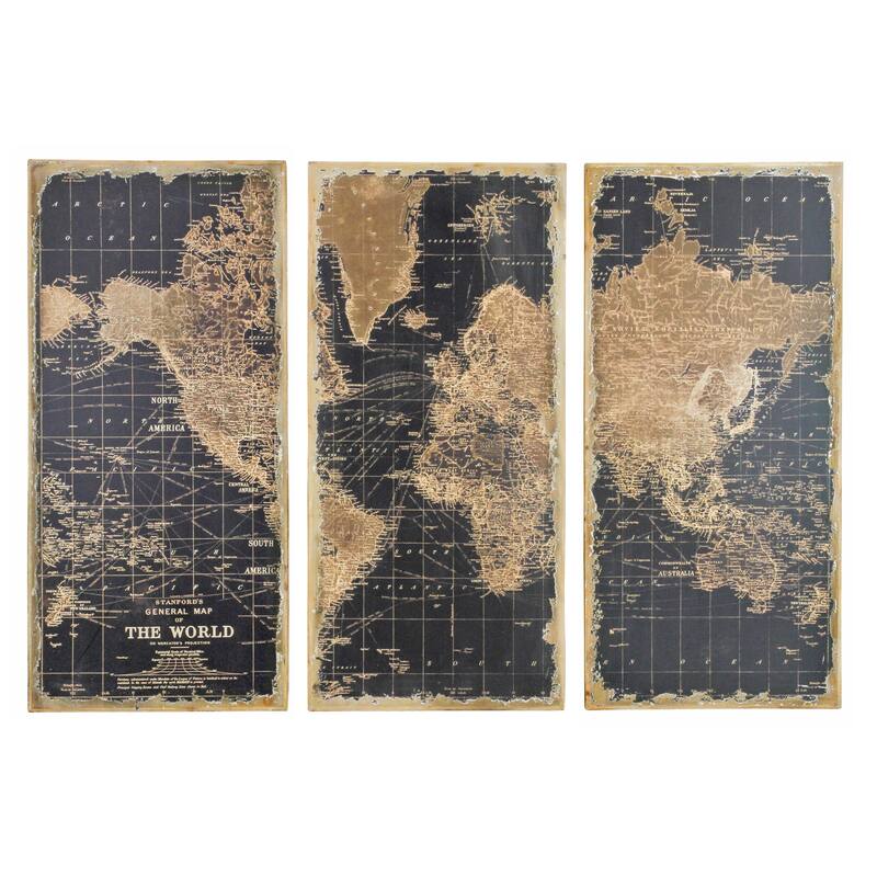 Stanford World Map Wall Decor (Pack of 3)