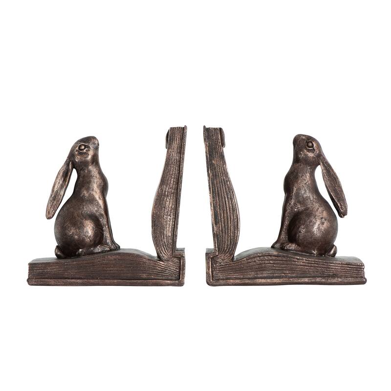 Bronze Rabbit on Book Resin Bookends