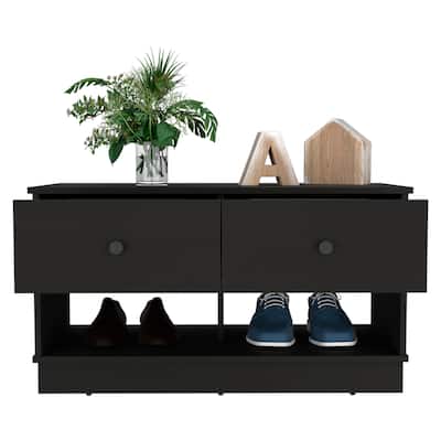 Storage Bench Lower Shelf And Two Drawers