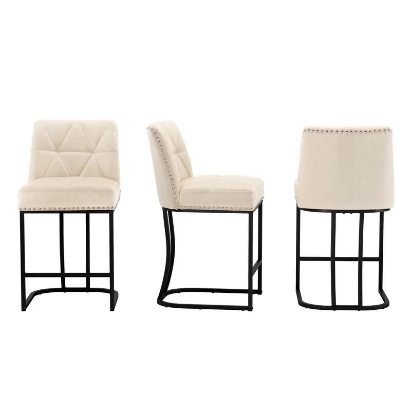 Modern 26.in Armless Barstool Metal Frame Low Back Counter Height Upholstered Bar Stool