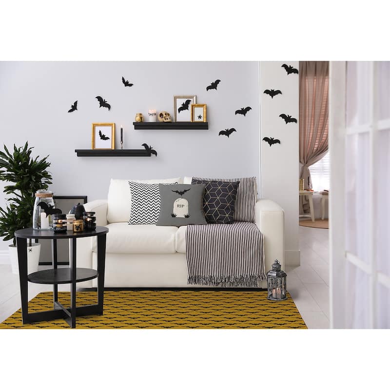 Bat Colony Halloween Chenille Rug, 18" x 30"