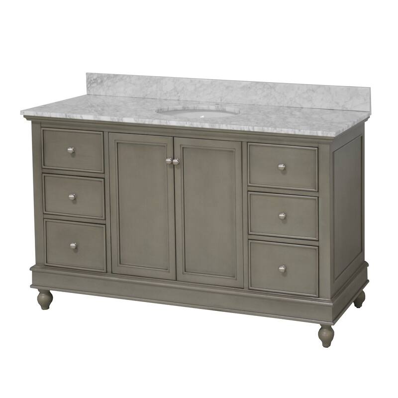 KitchenBathCollection Bella 60" Single Bathroom Vanity with Carrara Marble Top