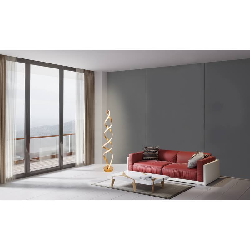 Infinito 78W Unique Modern LED Floor Lamp, Anodized Gold - 63
