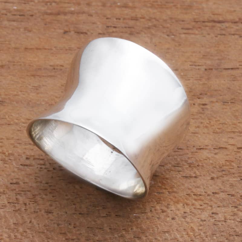 Novica Handmade Contemporary Shine Sterling Silver Band Ring