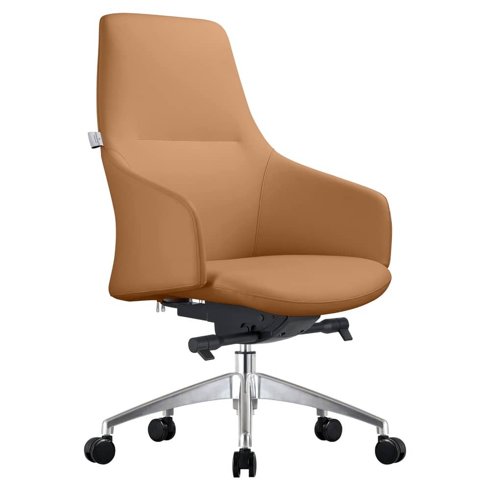 Celeste Leather Office Chair with Iron Frame, Adjustable Height, 360° Swivel, Synchronized Tilt, Foam Padding & Easy Assembly