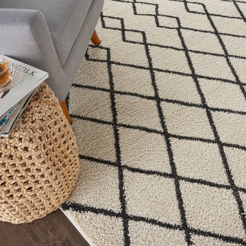 Nourison Geometric Moroccan Boho Shag Area Rug