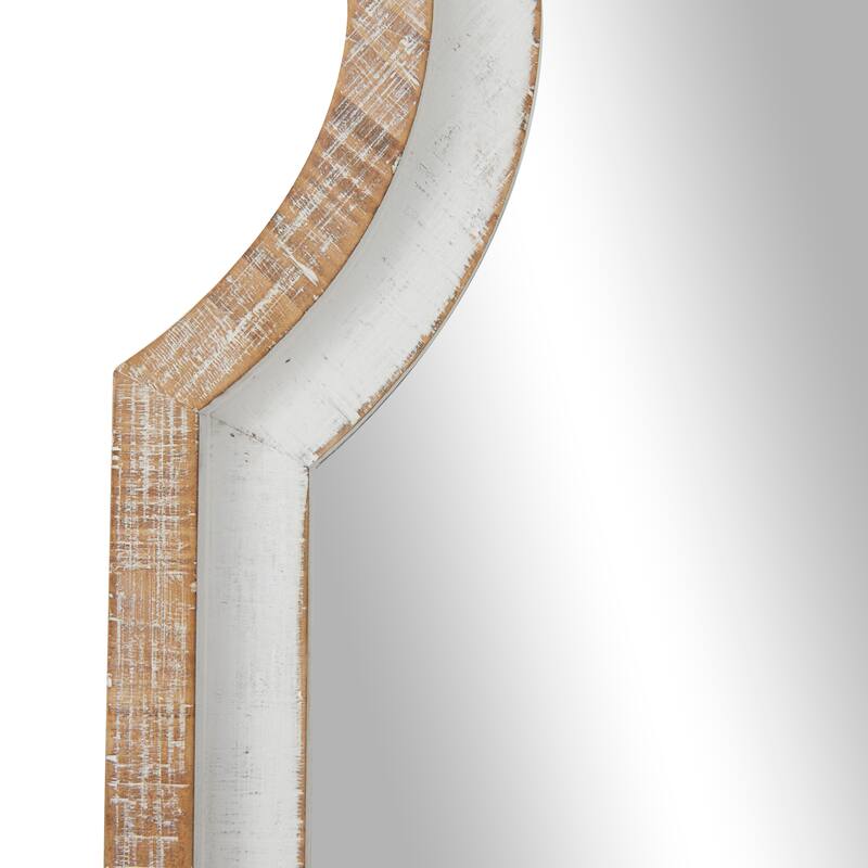 Wood Tall Wall Mirror with Arched Top - Brown - Roche River Decor - 3"W x 26"L x 70"H