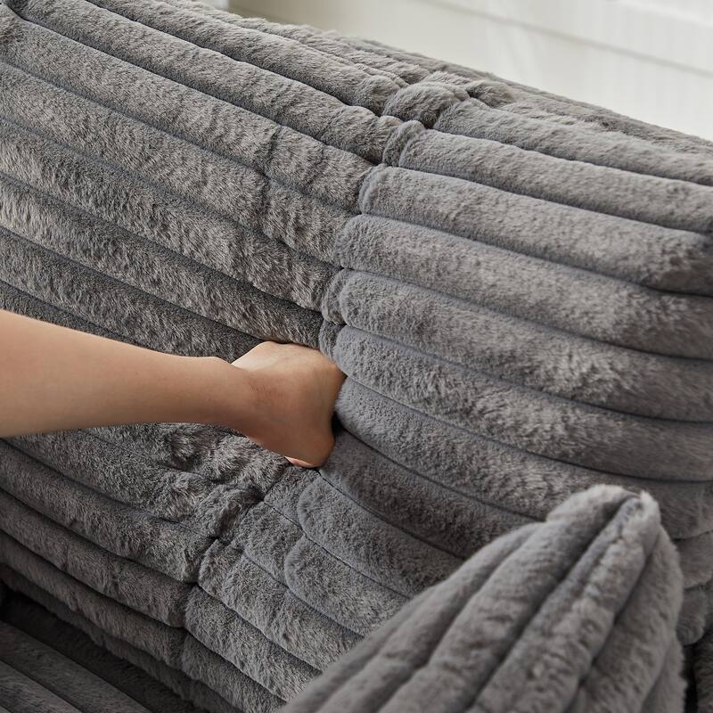 Oversized Round Chaise Lounge Corduroy Upholstered Single Sofa Chair with Cylindrical Neck Pillow and Integrated Backrest