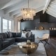 preview thumbnail 12 of 14, 20 in. Gold Modern Glass Chandelier 5-Light Glam Dimmable Pendant Light Fixture for Dining Room