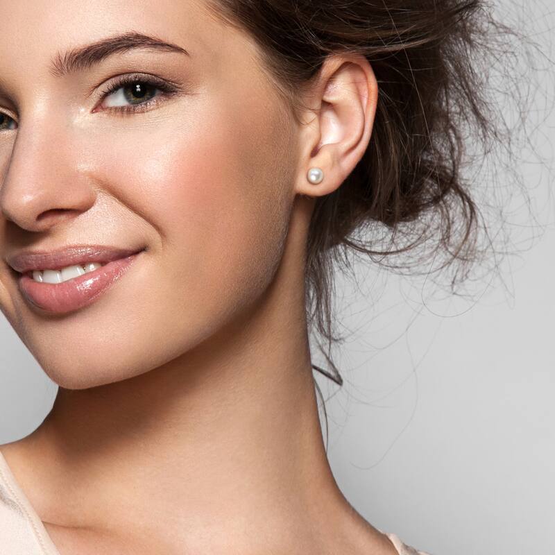 Miadora 6-6.5mm Cultured Freshwater Pearl Stud Earrings in Yellow Plated Sterling Silver