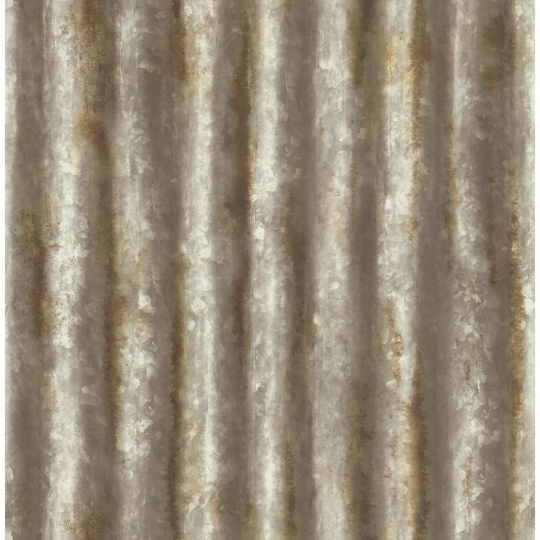Brewster Alloy Brass Corrugated Metal Wallpaper - 20.5in x 396in x 0.025in