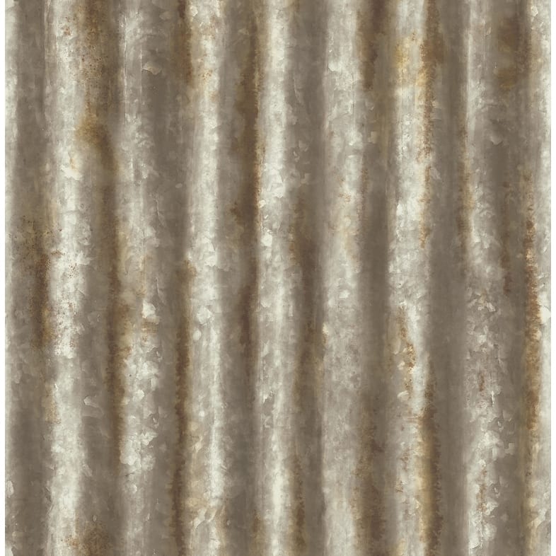 Brewster Alloy Brass Corrugated Metal Wallpaper - 20.5in x 396in x 0.025in