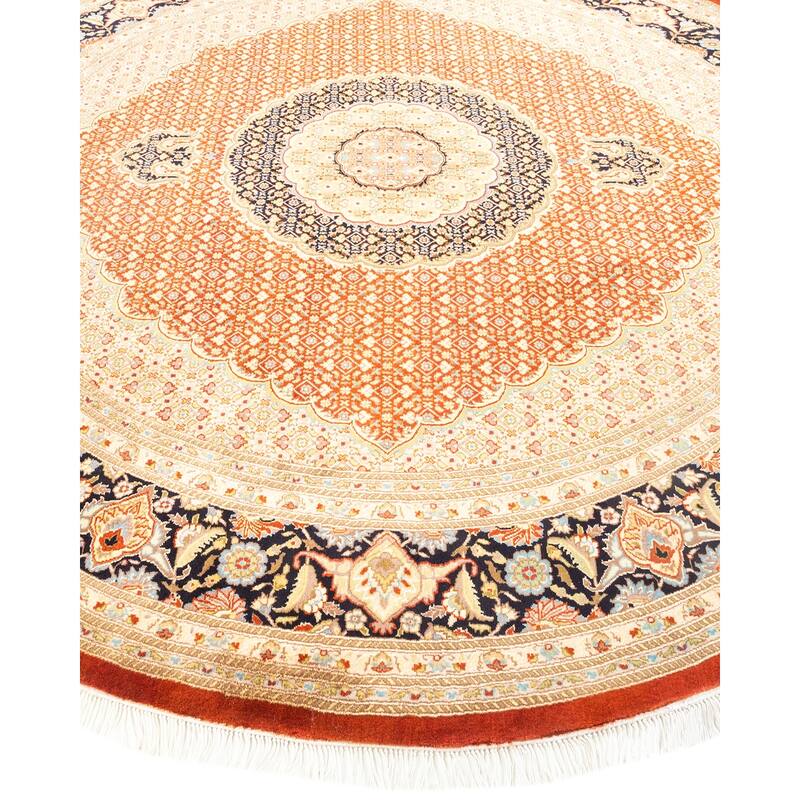 Overton Hand Knotted Wool Vintage Inspired Traditional Mogul Orange Round Area Rug - 8 x 10