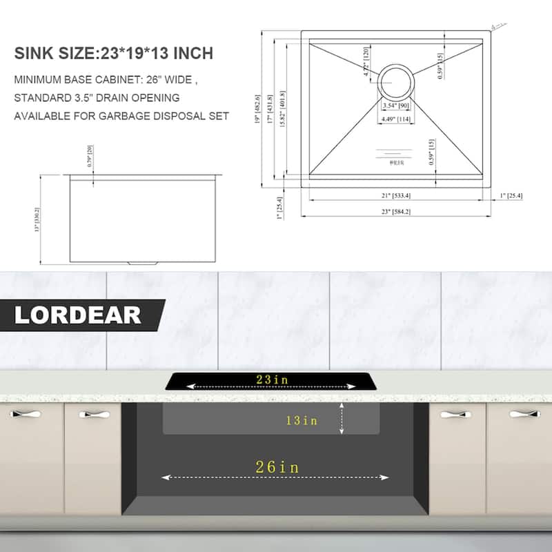 Undermount Workstation Ledge Deep Single Bowl Kitchen Sink