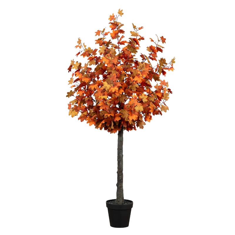 Variegated Maple Artificial Potted Tree - 6' - Brown and Orange