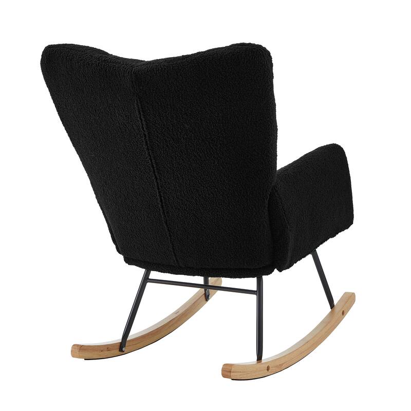 Anmytek Comfy Tufted Teddy Fabric Glider Rocking Chair