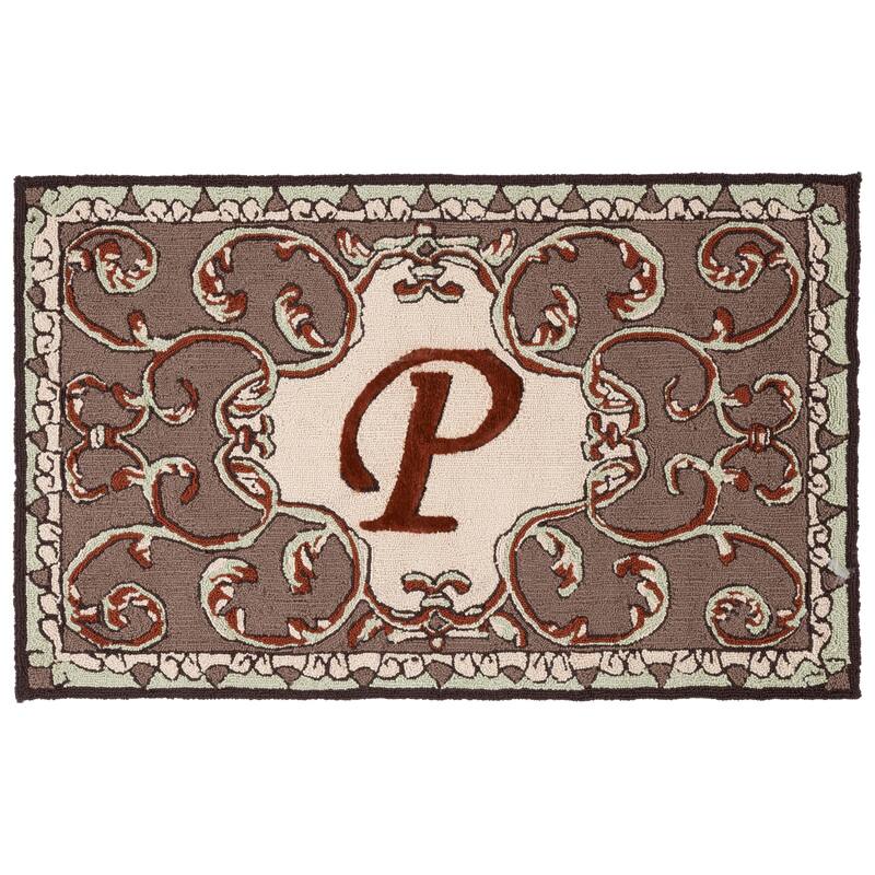 SAFAVIEH Hand-hooked Monogram Athina J Mocha Rug